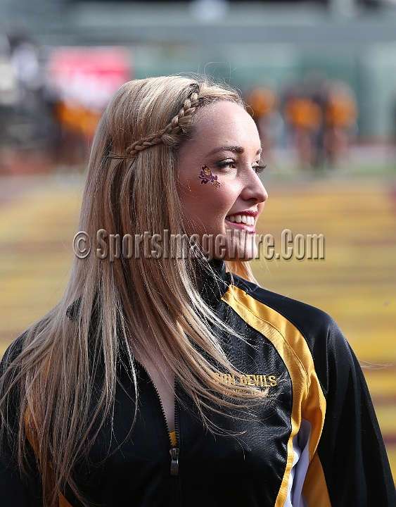 122912 Kraft SA-039.JPG - Dec 29, 2012; San Francisco, CA, USA; Arizona State Sun Devils cheerleader during the game against the Navy Midshipmen in the 2012 Kraft Fighting Hunger Bowl at AT&T Park.